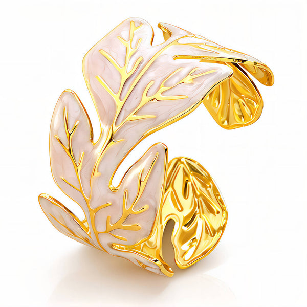Leaf Bracelet, 18K Gold Plated Steel