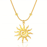 Sun Necklace, 18K Gold Plated Steel