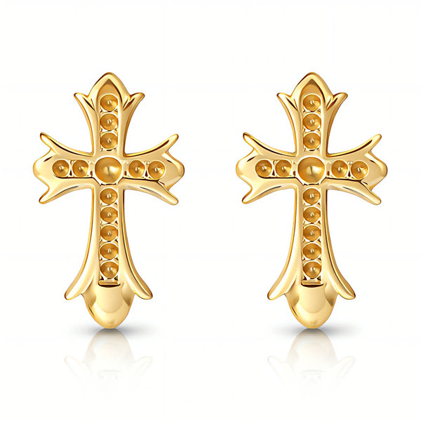 Crosses Earrings, 18K Gold Plated Steel