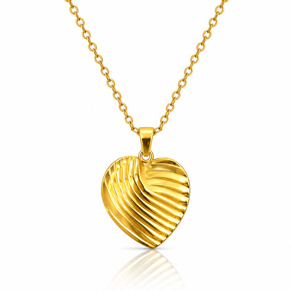 Heart Necklace, 18K Gold Plated Steel