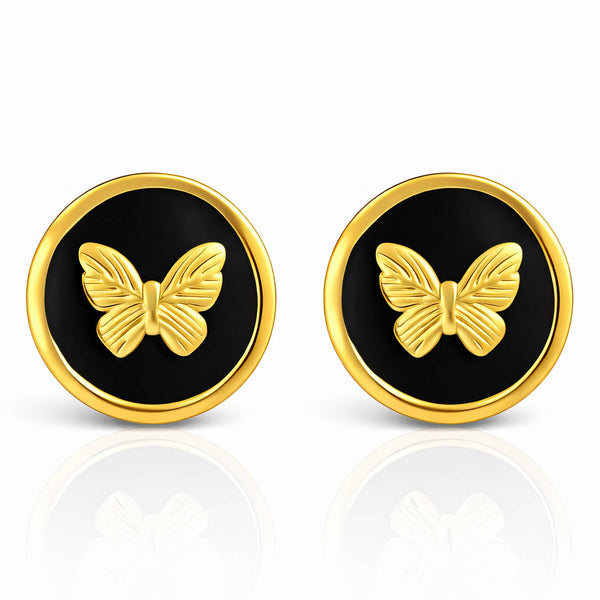 Butterflies Earrings, 18K Gold Plated Steel