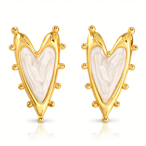 Hearts Earrings, 18K Gold Plated Steel