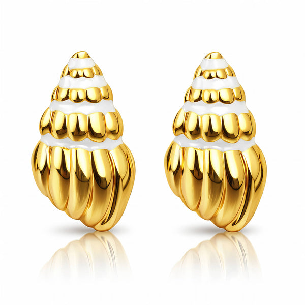 Seashells Earrings, 18K Gold Plated Steel
