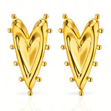 Hearts Earrings, 18K Gold Plated Steel