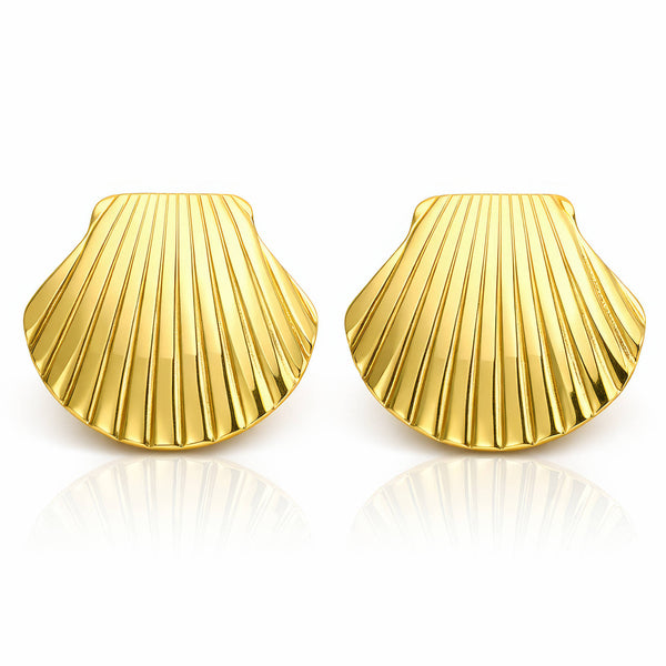 Seashells Earrings, 18K Gold Plated Steel