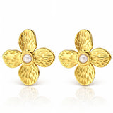 Flowers Earrings, 18K Gold Plated Steel