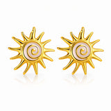 Suns Earrings, 18K Gold Plated Steel