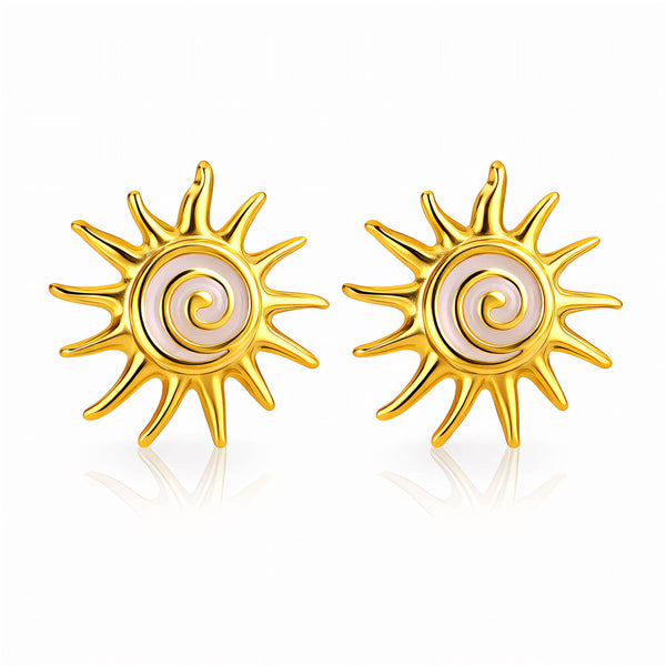 Suns Earrings, 18K Gold Plated Steel