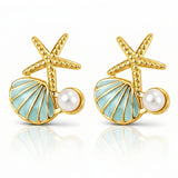 Starfishes Earrings, 18K Gold Plated Steel