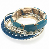 Multi Layer Charm bead Bangles White