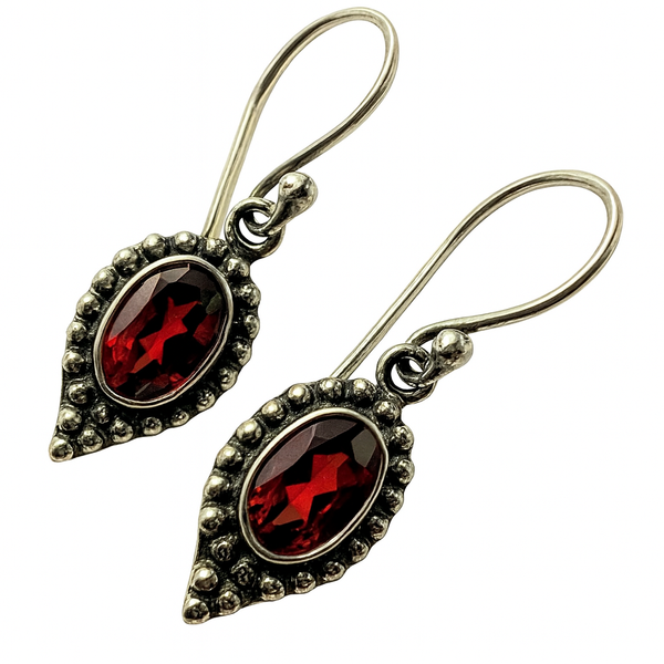 Garnet Sterling Silver Dangle Earrings