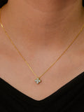 Gold Plated 925 Sterling Silver Cubic Zirconia Clover Necklace