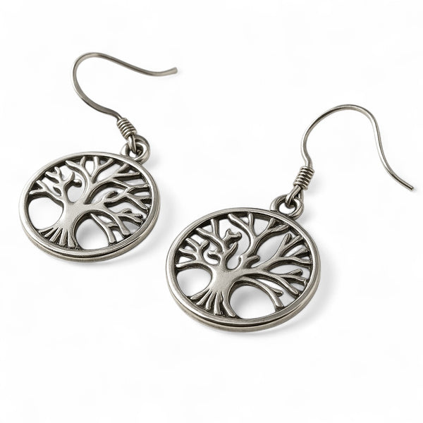 Tree of Life 25mm Sterling Silver Earrings