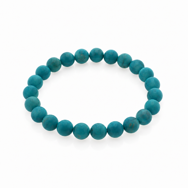 Crystal Blue Howlite Round Bead Bracelet
