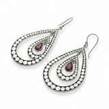 Garnet Layered Silver Dotted Sterling Silver Earring