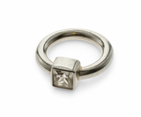 Cubic Zirconia Rounded Sterling Silver Band
