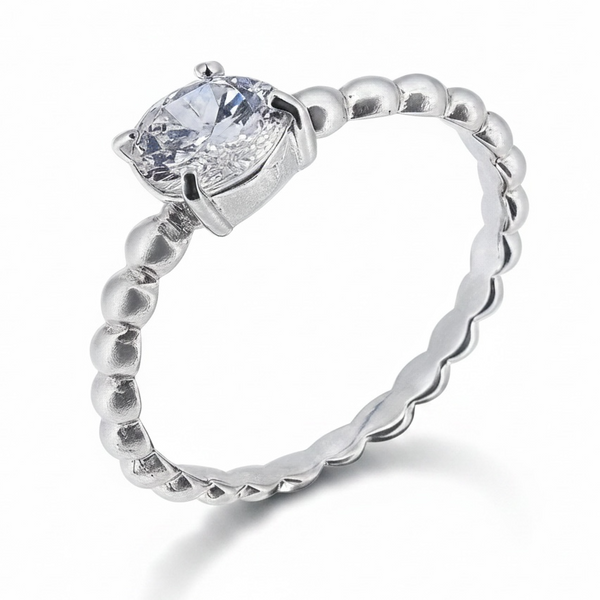 Cubic Zirconia Stackable Sterling Silver Ring