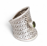 Peridot Weaved Shield Sterling Silver Ring