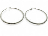 Hoop Large Sterling Silver Plated Diamond Cut Earrings