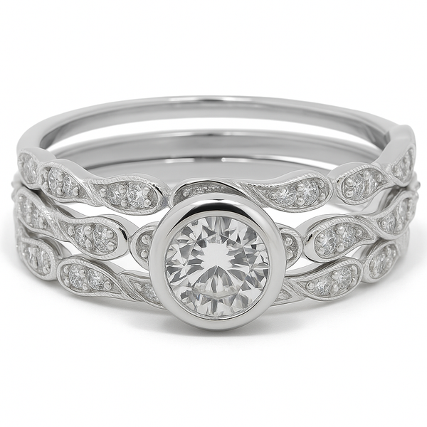 Cubic Zirconia Stacking .925 Sterling Silver Ring