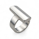 Rectangle Half Round Mirror Ring - 925 Genuine Silver