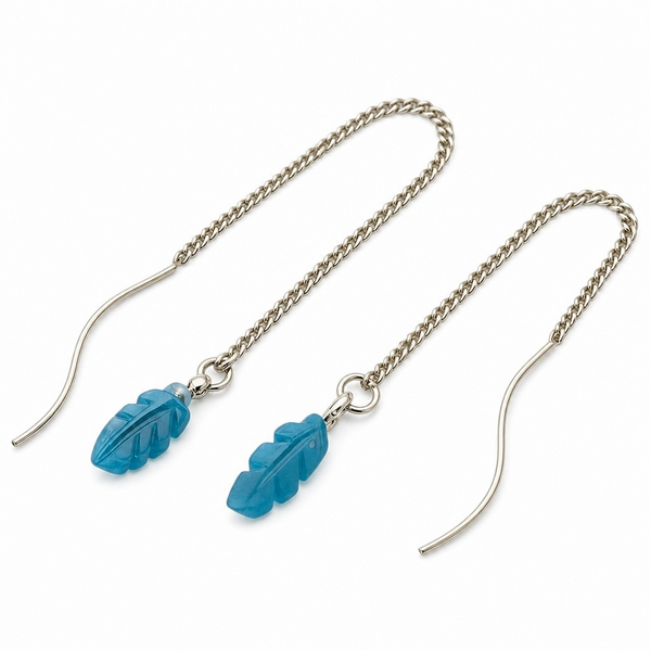 Turquoise Threader Feather Chain Sterling Silver Earring