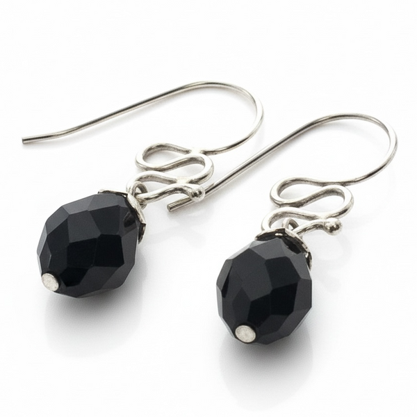 Onyx Squiggle .925 Sterling Silver Drop Earring