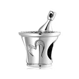 S925 Sterling Silver Champagne Barrel Bead Pendant