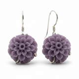 Flower Lilac Plastic .925 Sterling Silver Earring