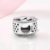 S925 Sterling Silver Unicorn Bead Pendant with Zircon Trim