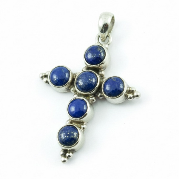 Lapis Cross Sterling Silver Pendant