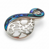 Paua Figure 8 Filigree Sterling Silver Pendant - Abalone Jewelry