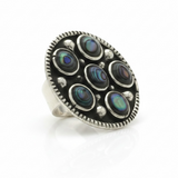 Paua Round Circled Sterling Silver Ring