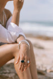 Onyx Large Faceted Ring Sterling Silver