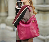 Italian Croc-Embossed Suede Hobo Bag – Made in Italy