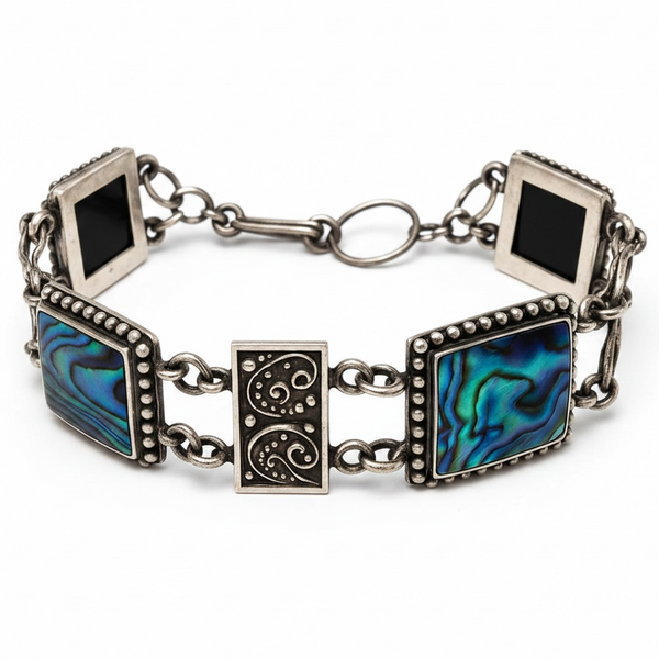 Paua Boxed Filagree .925 Sterling Silver Bracelet