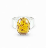 Amber Sterling Silver Ring
