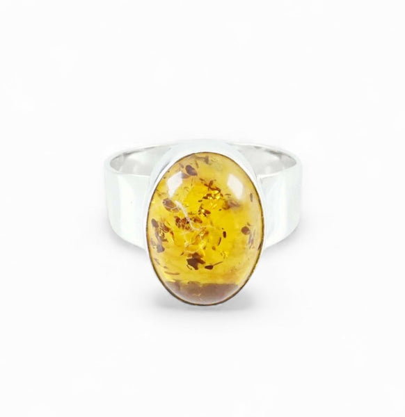 Amber Sterling Silver Ring