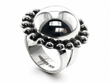 Mirror Framed Ball Sterling Silver Ring