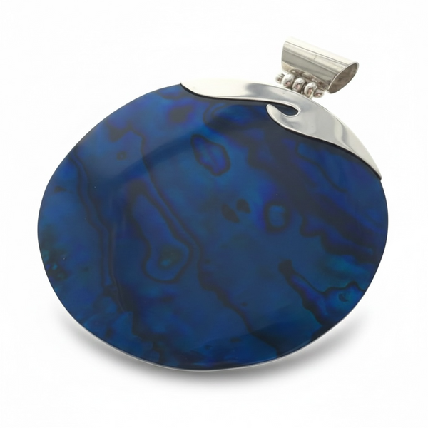 Paua Dyed Blue Sterling Silver Pendant