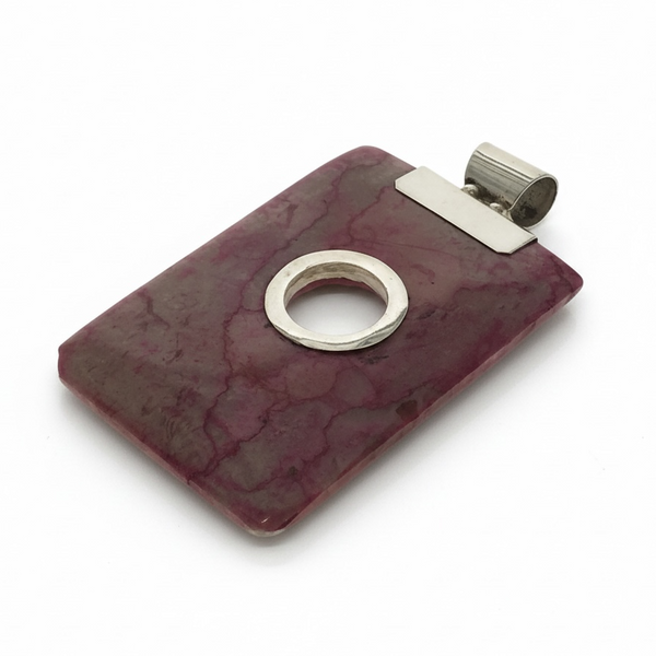 Damaged heavily discounted Large Sterling Silver Stone Pendant