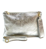 Italian Pebbled Leather Zip Wristlet Clutch wholesale