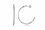 Hoop Crystal 1mm/31mm  Sterling Silver Earrings