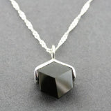 Cube Pendant Necklace - Onyx - Sterling Silver