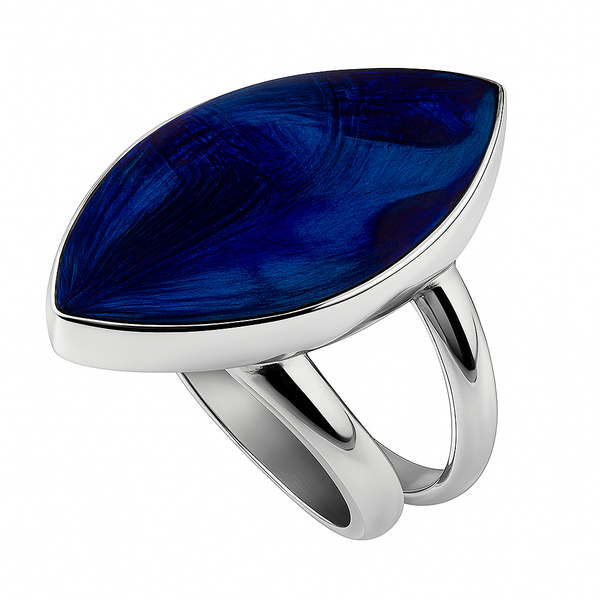 Paua Dyed Blue Petal Sterling Silver Ring