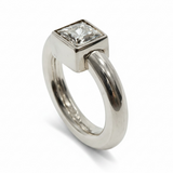 Cubic Zirconia Rounded Sterling Silver Band