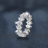 Moissanite S925 Sterling Silver Marquise Four Leaf Clover Moissanite Ring