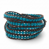 Wrap Bracelet Turquoise on Black Leather