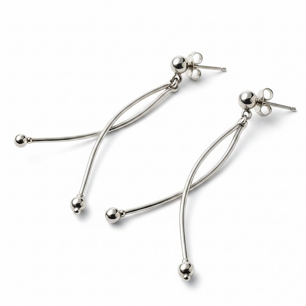 Double Curved .925 Sterling Silver Earrings