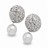 Pearl & Crystal Sterling Silver Stud Earrings - Elegant .925 Silver Studs